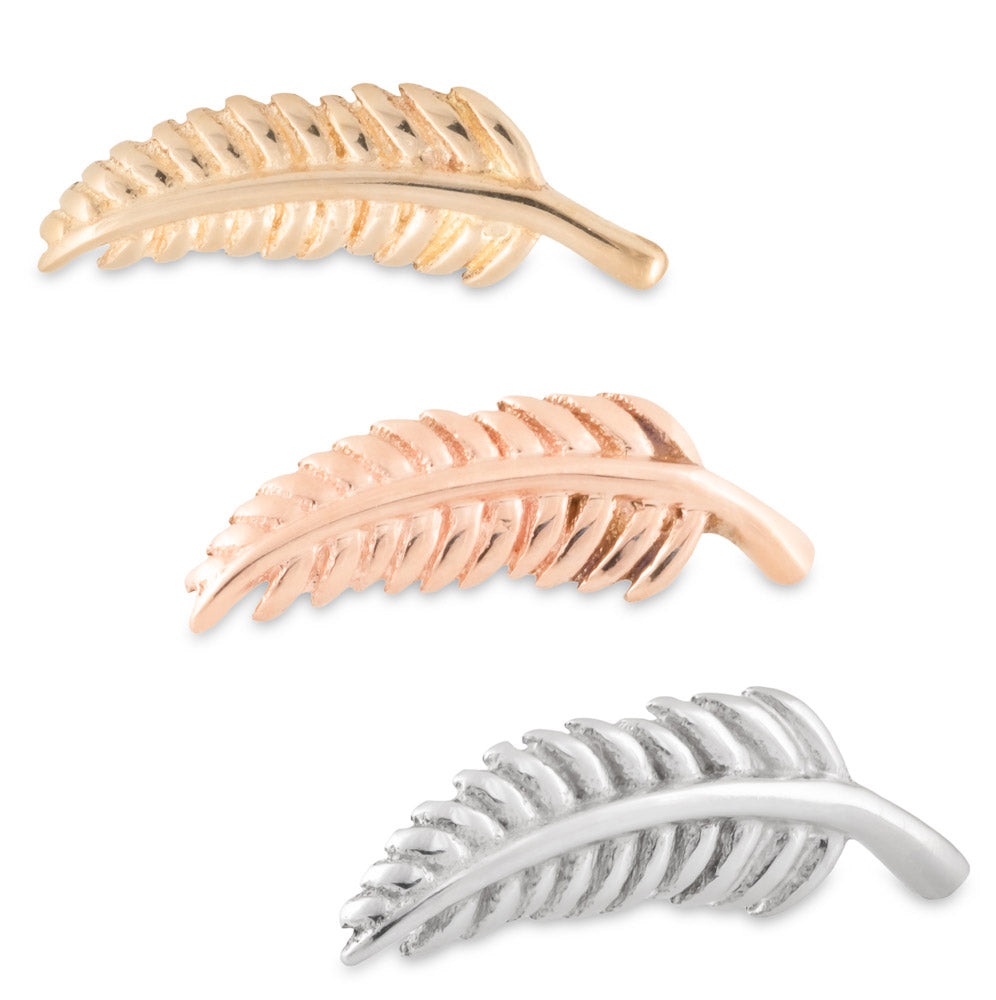 Tilum 14kt Gold Feather Threadless Top — Price Per 1 — Pick Color