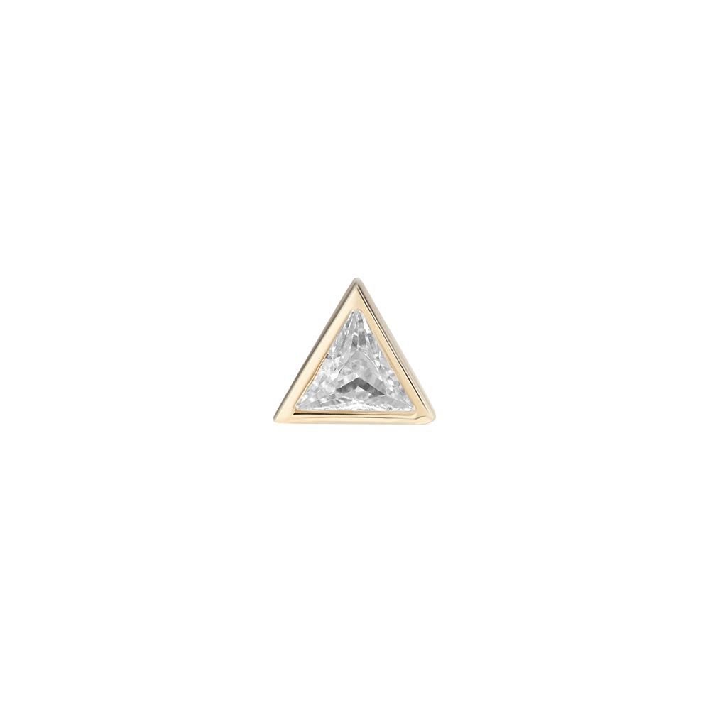 Tilum 14kt Yellow Gold Jeweled Triangle Threadless Top — Price Per 1 — Pick Jewel Color