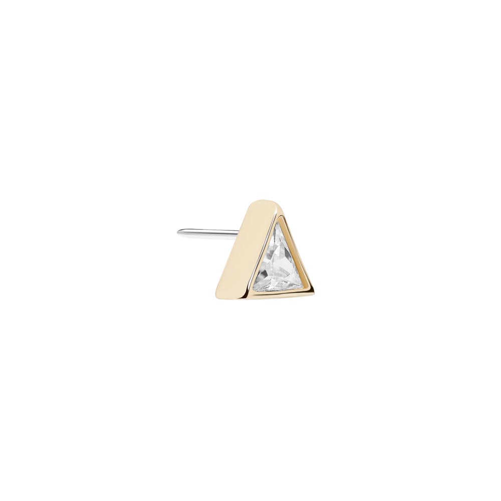 Tilum 14kt Yellow Gold Jeweled Triangle Threadless Top — Price Per 1 — Pick Jewel Color
