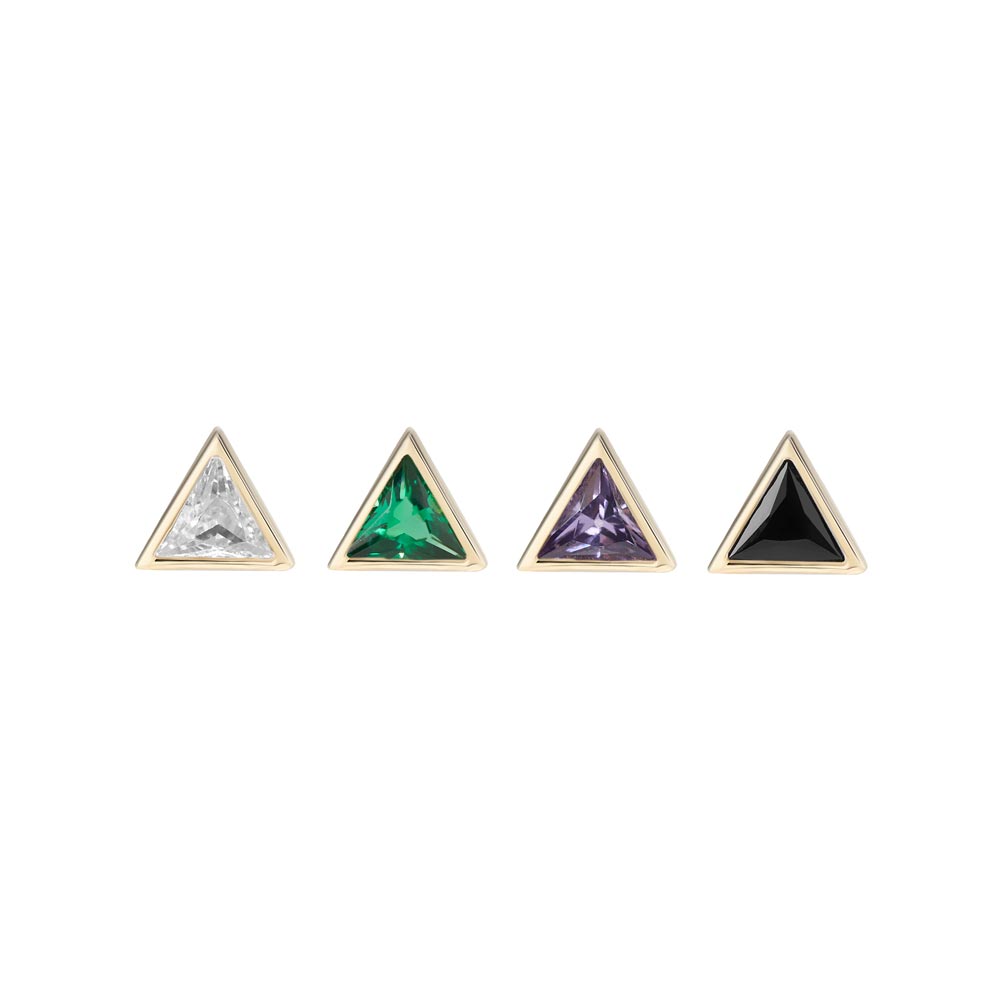 Tilum 14kt Yellow Gold Jeweled Triangle Threadless Top — Price Per 1 — Pick Jewel Color