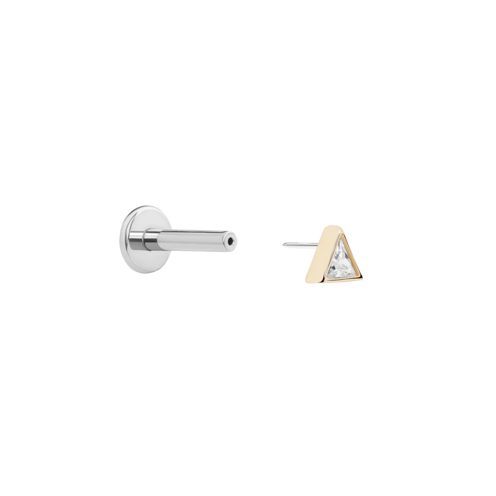 Tilum 14kt Yellow Gold Jeweled Triangle Threadless Top — Price Per 1 — Pick Jewel Color