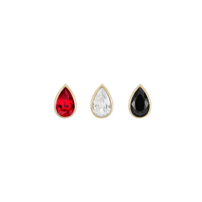 Tilum 14kt Yellow Gold Jeweled Tear Drop Threadless Top — Price Per 1 — Pick Jewel Color - Painful Pleasures