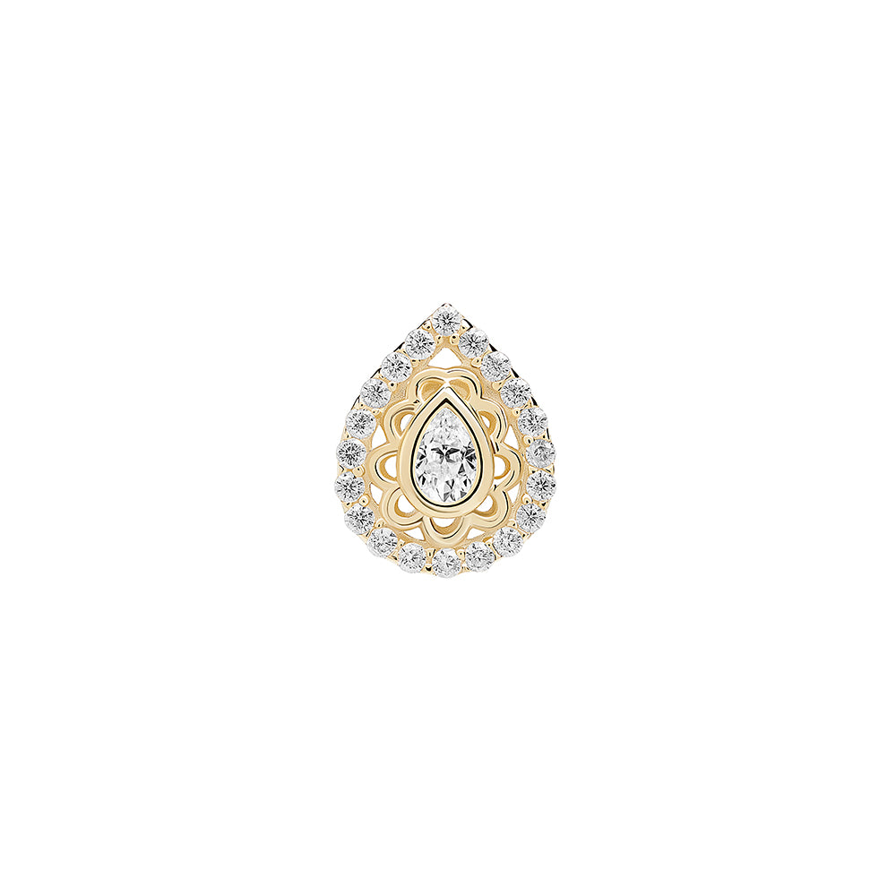 Tilum 14kt Yellow Gold Jeweled Pear Threadless Top — Price Per 1
