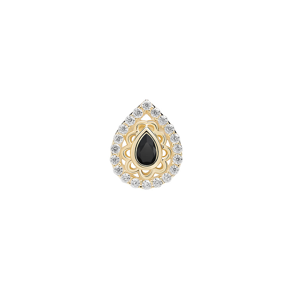 Tilum 14kt Yellow Gold Jeweled Pear Threadless Top — Price Per 1