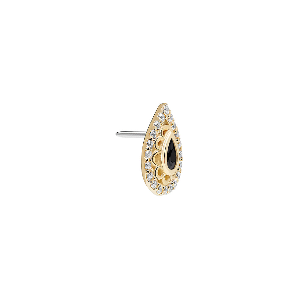Tilum 14kt Yellow Gold Jeweled Pear Threadless Top — Price Per 1