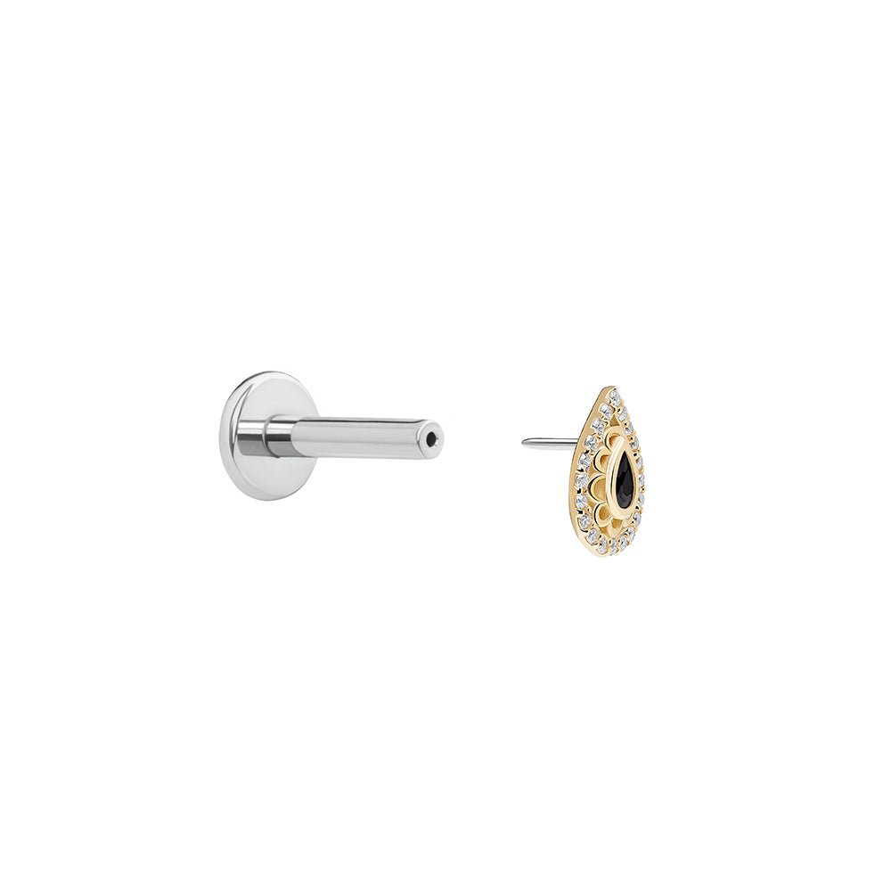 Tilum 14kt Yellow Gold Jeweled Pear Threadless Top — Price Per 1