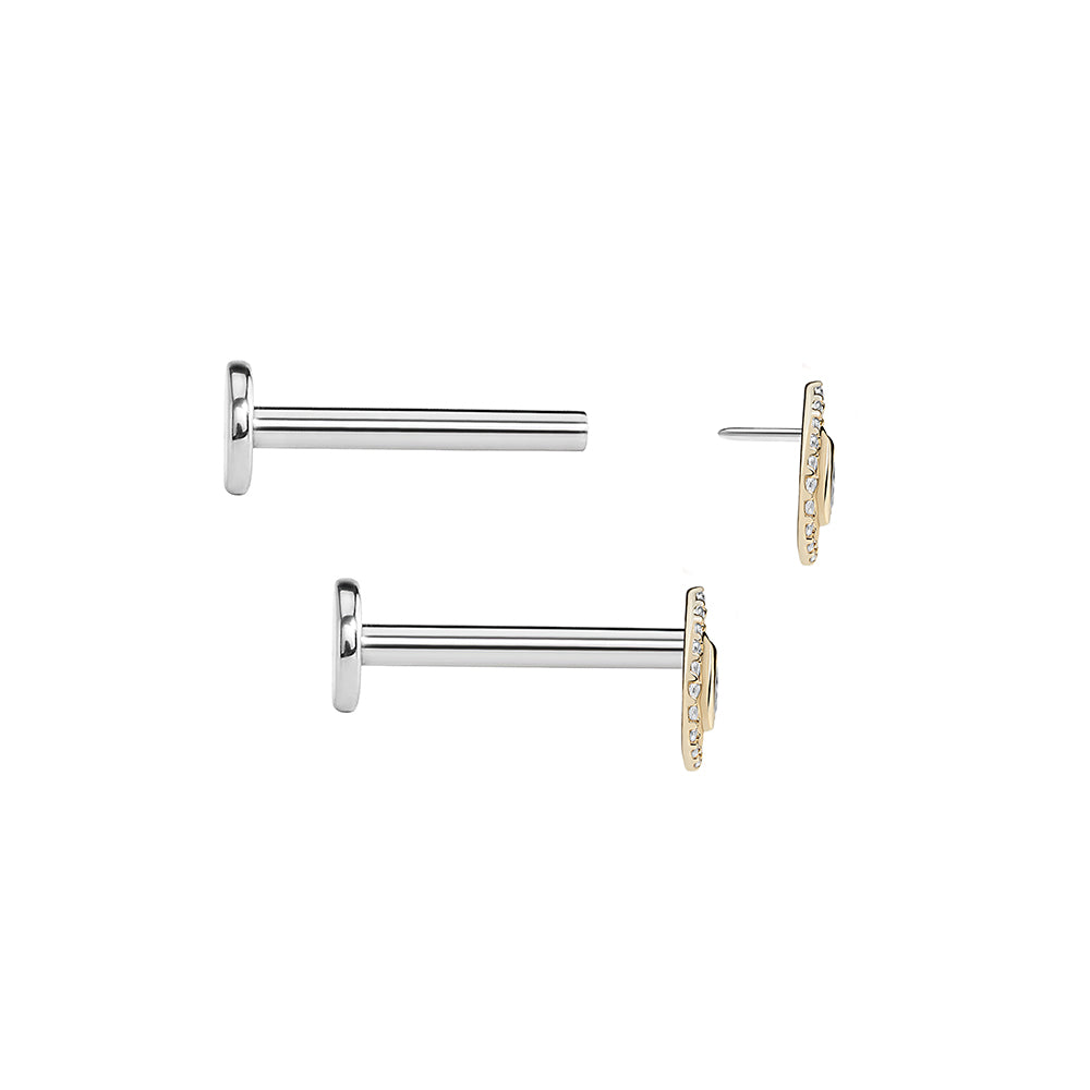 Tilum 14kt Yellow Gold Jeweled Pear Threadless Top — Price Per 1