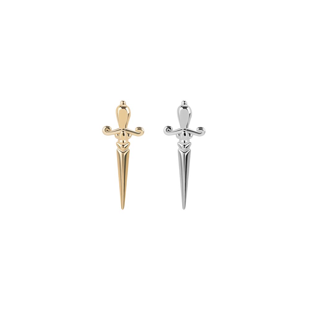 Tilum 14kt Gold Dagger Threadless Top — Price Per 1