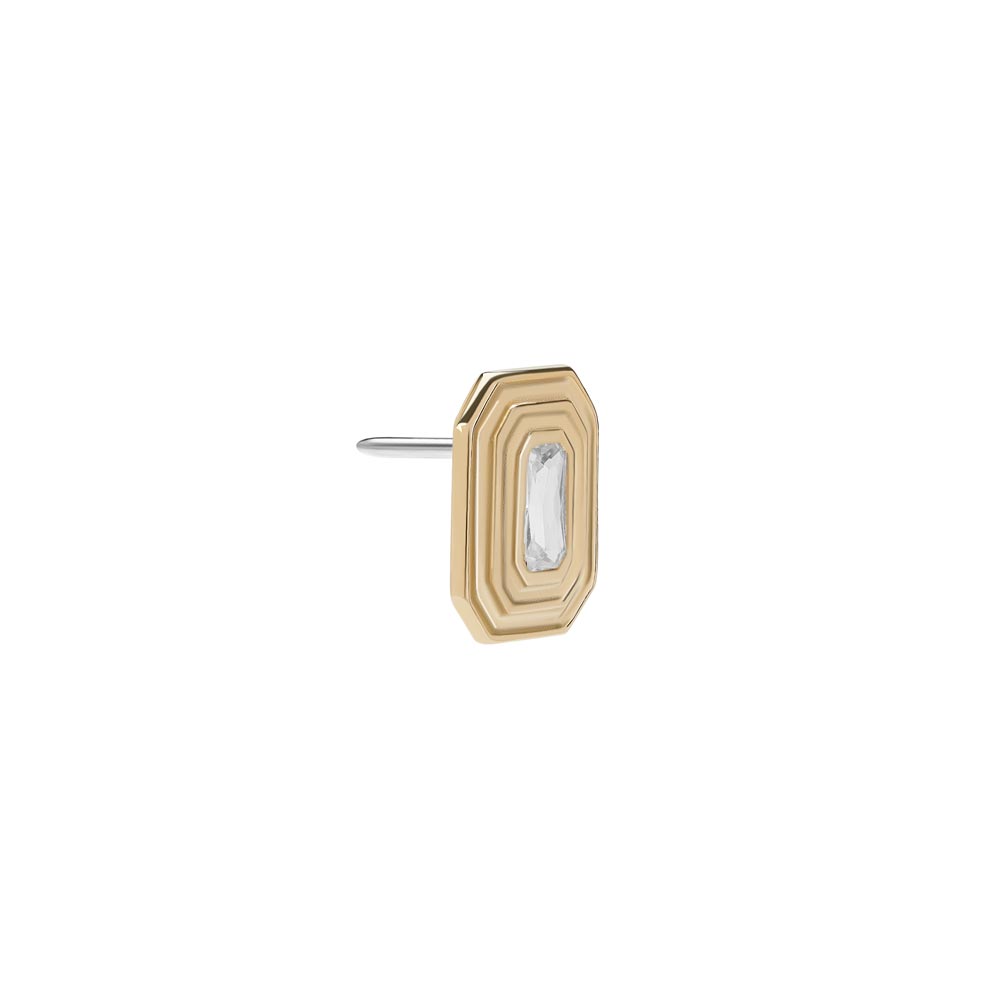 Tilum 14kt Yellow Gold Stepped Bezel Jeweled Threadless Top — Price Per 1 — Pick Jewel Color