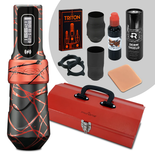 FK Irons Flux Max Anniversary Edition Tattoo Machine with 2 PowerBolt 2.0 — Pick Stroke