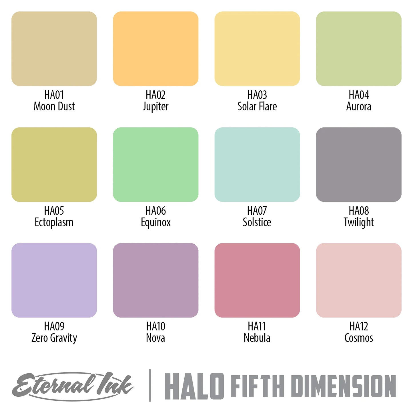 Halo Fifth Dimension Set of 12 - 1oz Bottles - Eternal Tattoo Ink