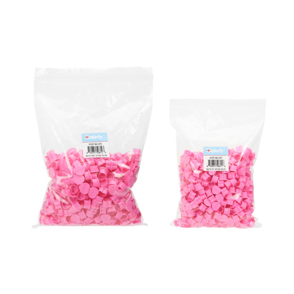 Saferly Heart Ink Caps — Bag of 500 — Pick Color and Size