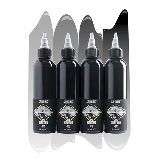 Horitomo 4 Bottle Sumi Set — Solid Ink — 2oz Bottles