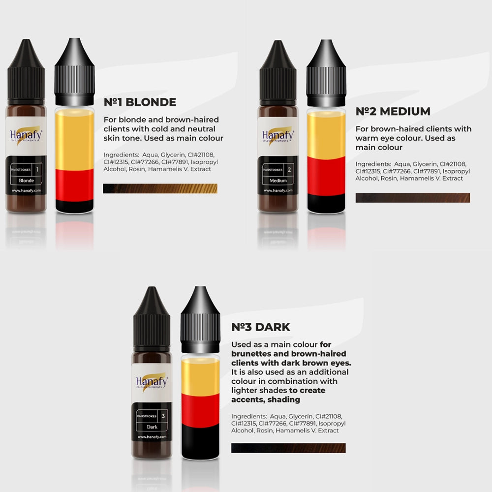 Hanafy Hairstrokes Full Set — 3 15ml Bottles