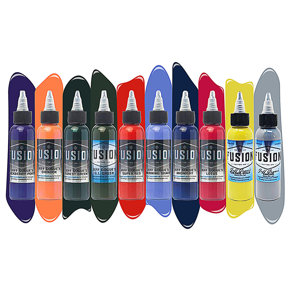 Jeff Tim Color Jeff Gogue 10-Color Palette Signature Set — Fusion Tattoo Ink — 1oz