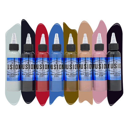 Ben Ochoa Signature Set of 8 Colors — Fusion Tattoo Ink — Pick Size - Painful Pleasures