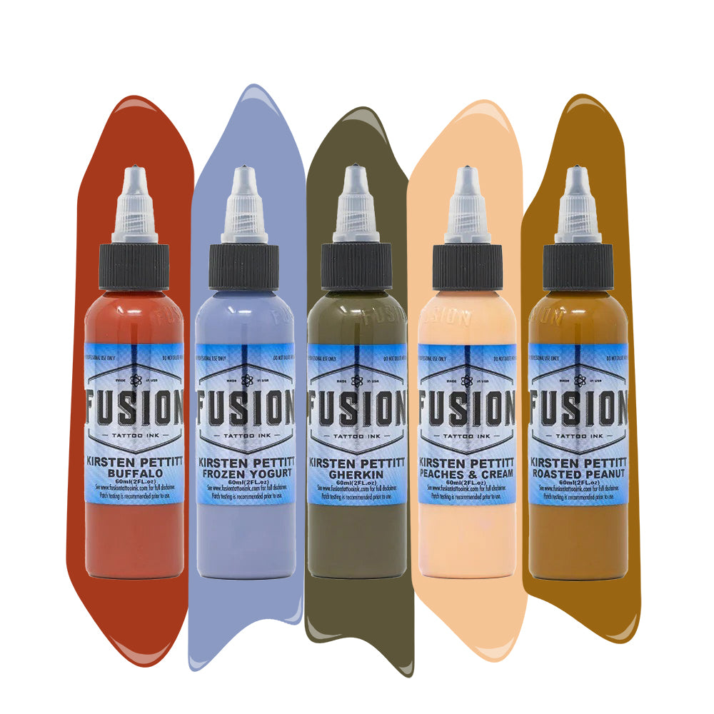Kirsten Pettitt 5 Bottle Signature Ink Set — Fusion Tattoo Ink — Pick Size - Painful Pleasures