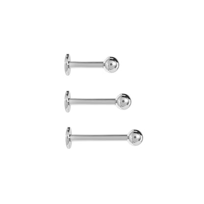 16g Externally Threaded Titanium Labret Post w/ Ball — Price Per 1 - Painful Pleasures