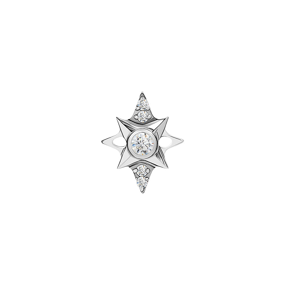 Tilum Jeweled Compass Titanium Threadless Top — Price Per 1