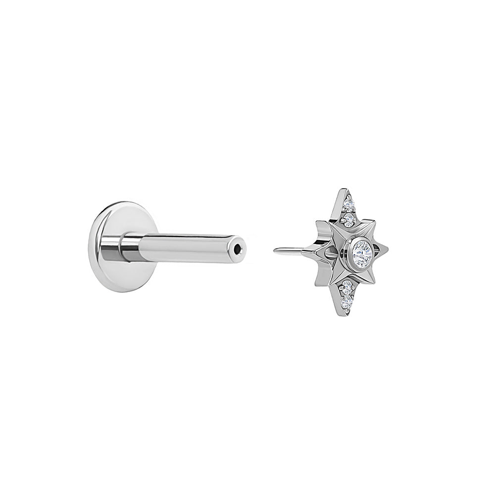 Tilum Jeweled Compass Titanium Threadless Top — Price Per 1