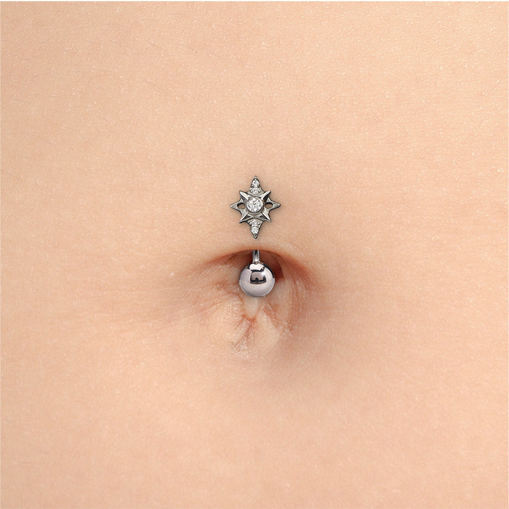 Tilum Jeweled Compass Titanium Threadless Top — Price Per 1