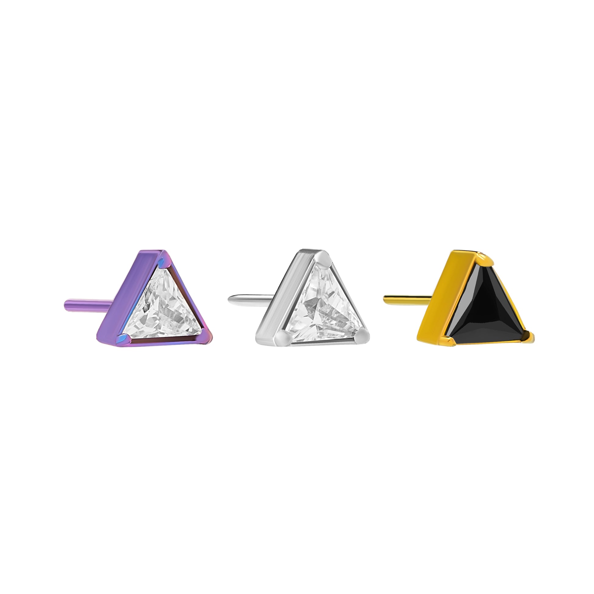 Tilum Jeweled Triangle Titanium Threadless Top — Price Per 1