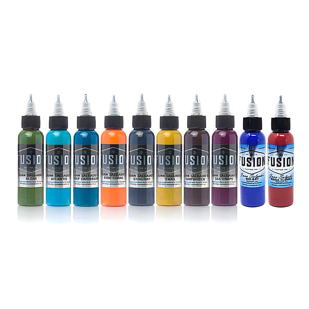 Juan Salgado 10-Color Palette Signature Set — Fusion Tattoo Ink — 1oz