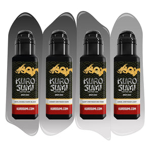 4 Bottle Zhang Po Shading Set — Kuro Sumi Tattoo Ink — Pick Size - Painful Pleasures