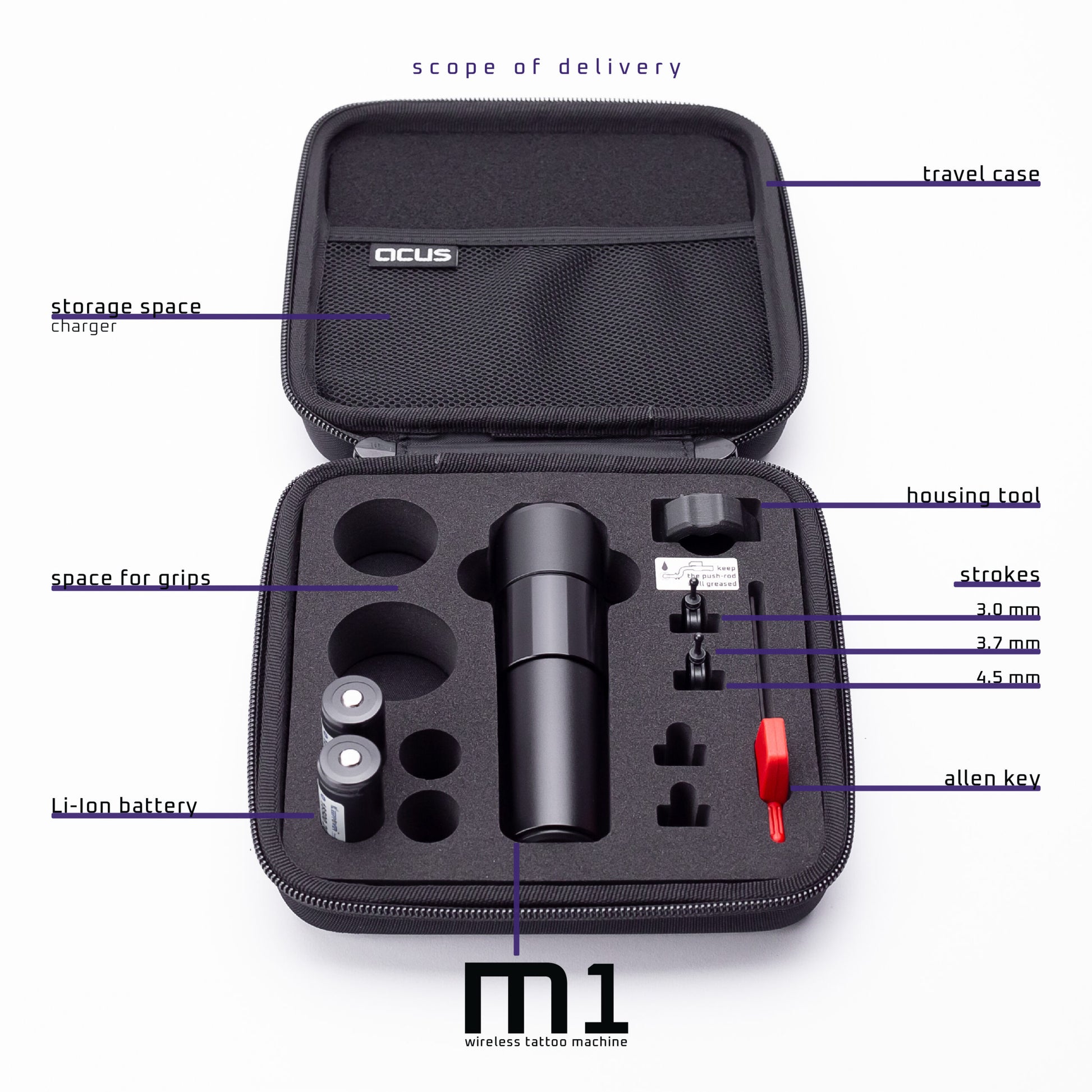 ACUS M1 Wireless Tattoo Machine — Pick Grip Size