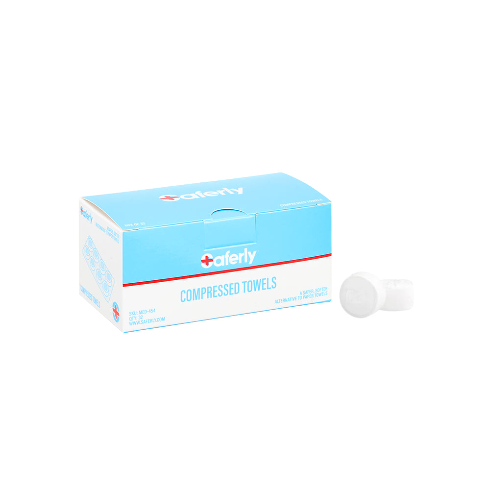 Saferly Lustra Compressed Towels — Box of 32