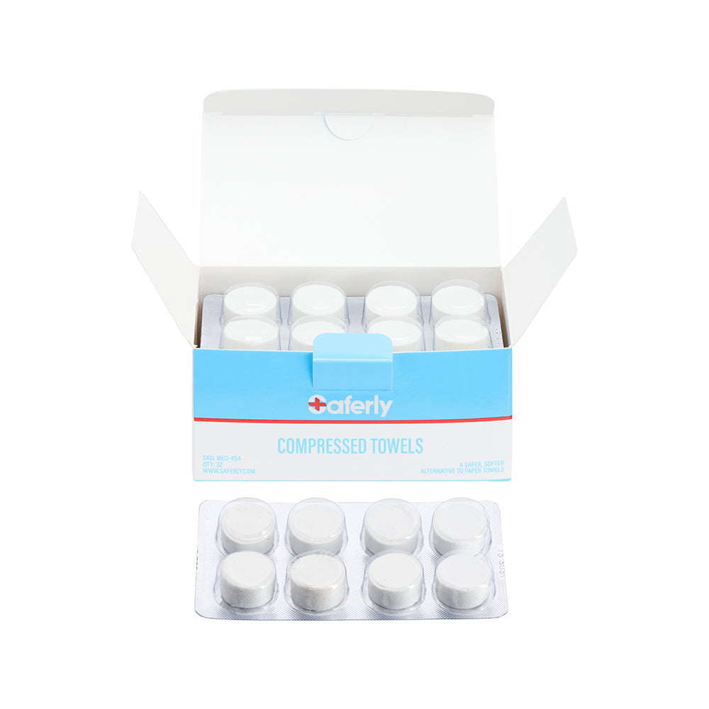 Saferly Lustra Compressed Towels — Box of 32