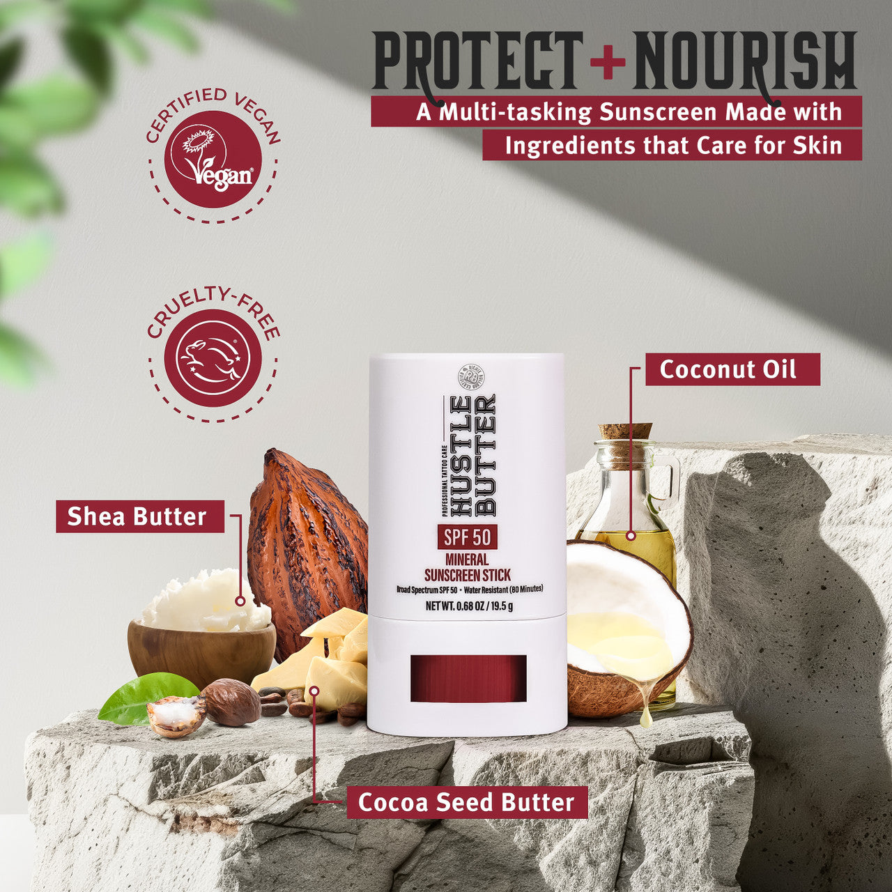 Hustle Butter Mineral Sunscreen Stick — SPF 50 — Single or Case of 12 - Painful Pleasures