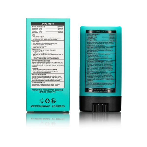 INK-EEZE Hi-Definition Tattoo Sunscreen Stick SPF 50 — 0.5oz - Painful Pleasures