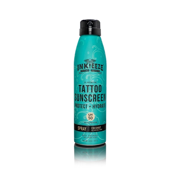 INK-EEZE Hi-Definition Tattoo Sunscreen Spray SPF 50 — 6oz - Painful Pleasures