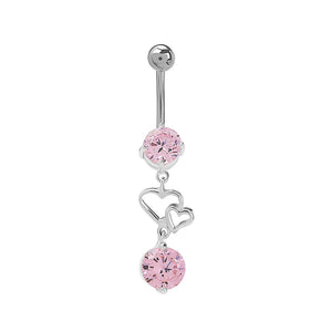 14g 3/8” Pinkplicity Dangle Belly Button Ring - Painful Pleasures
