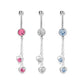 14g 7/16” Stainless Steel Double Heart Dangle Belly Button Ring — Price Per 1