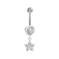 14g 7/16” Stainless Steel Simple Heart and Flower Dangle Belly Button Ring — Price Per 1
