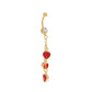 14g 7/16" PVD Gold Triple Heart Dangle Belly Button Ring — Price Per 1
