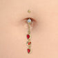 14g 7/16" PVD Gold Triple Heart Dangle Belly Button Ring — Price Per 1