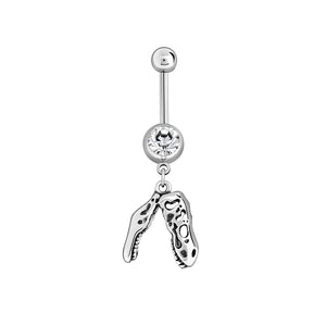 14g 3/8” T-Rex Skull Dangle Belly Button Ring - Painful Pleasures