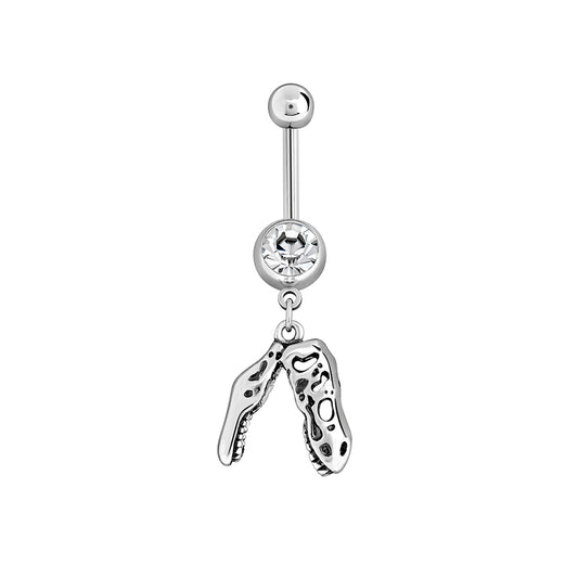 14g 3/8” T-Rex Skull Dangle Belly Button Ring