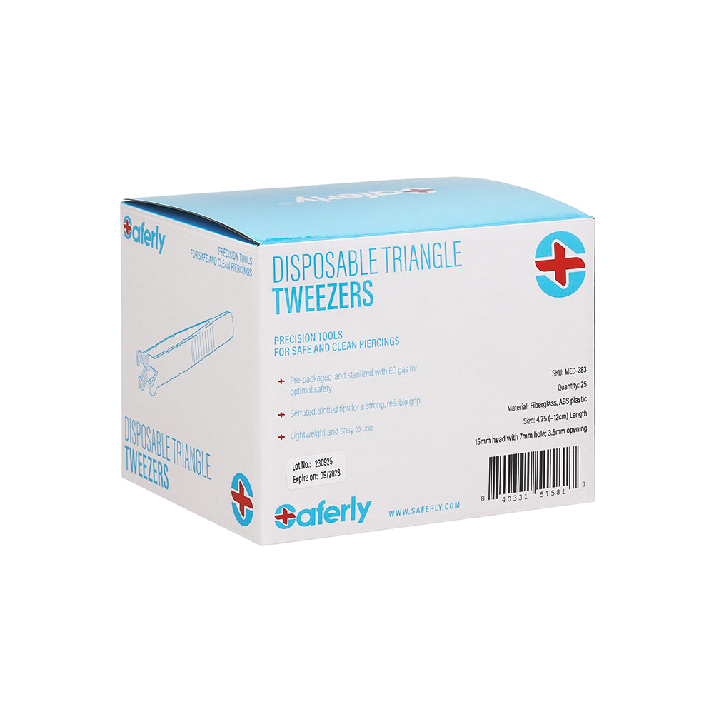 Saferly Medical Sterilized Triangle Tweezers — Single or Case of 25