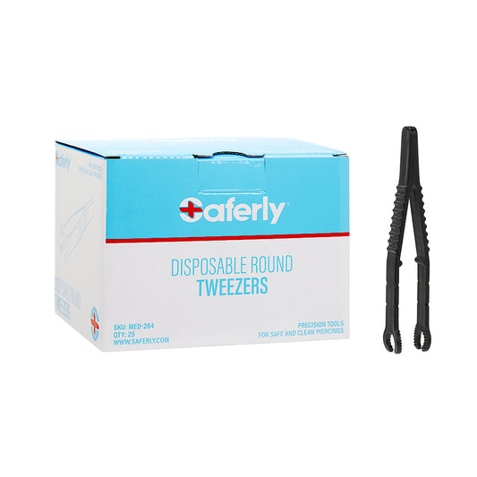 Saferly Medical Sterilized Round Tweezers - Single or Case of 25