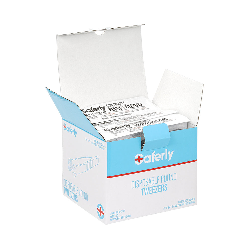 Saferly Medical Sterilized Round Tweezers - Single or Case of 25