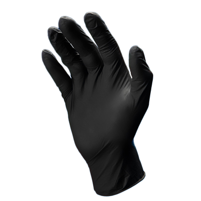 Black Latex Glove on Hand
