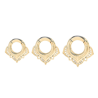 PVD Gold Stainless Steel Lotus Flower Clicker Ear Weights — Price Per 2 - Painful Pleasures