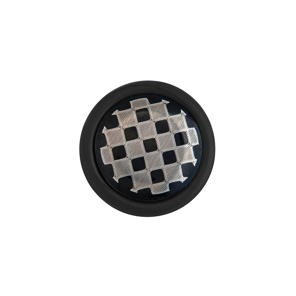 CHECKERS on Black Fake Illusion Piercing Plug - 16g thin post - Price Per 1