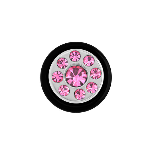 FAKE PLUG 9 Stone Pink BLING Fake Piercing - 16g thin post - Price Per 1