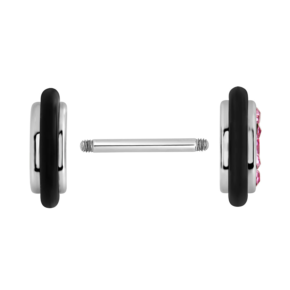 FAKE PLUG 9 Stone Pink BLING Fake Piercing - 16g thin post - Price Per 1