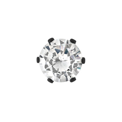 18g Prong Set 6mm Jewel PVD Black Threaded Stud Earring — Price Per 1 - Painful Pleasures